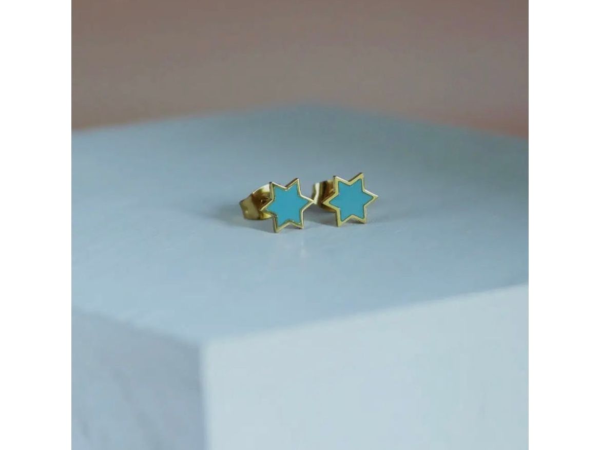 Jewish Star Enamel Studs