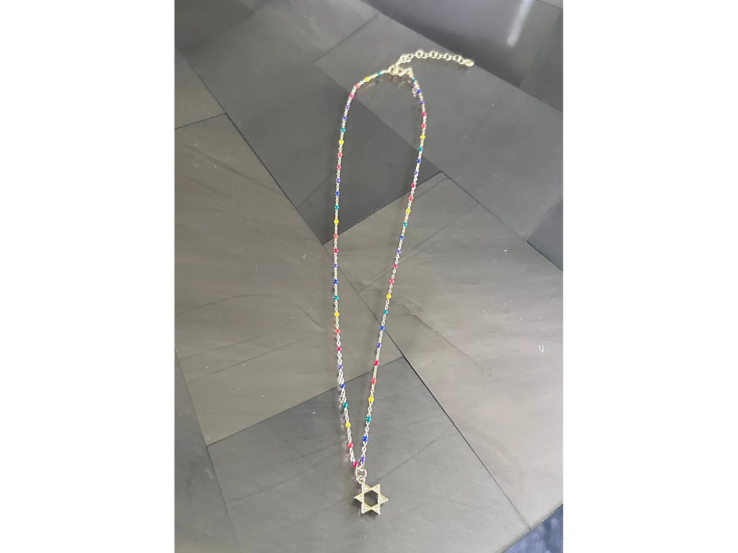 Vermeil and enamel chain with Star of David