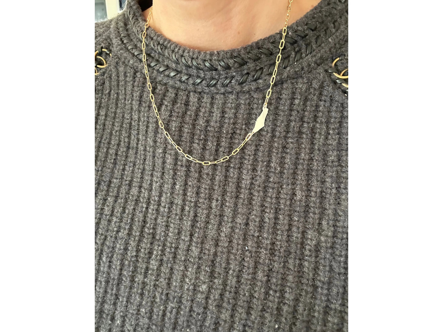 Map of Israel Paperclip Necklace