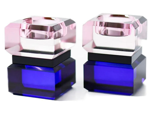 Color Block Pink/Cobalt Tealight Holders