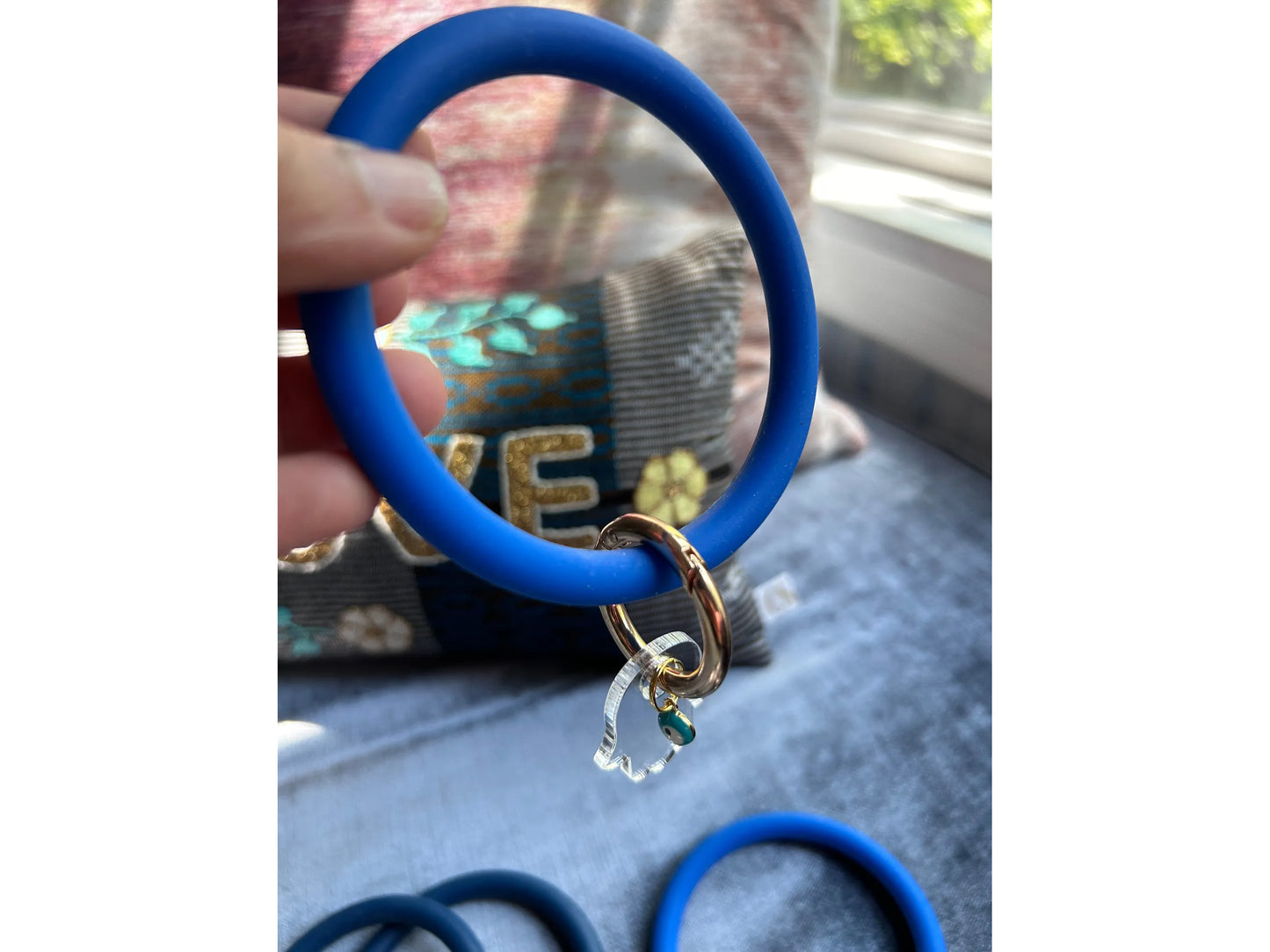 Large key ring with hamsa and evil eye