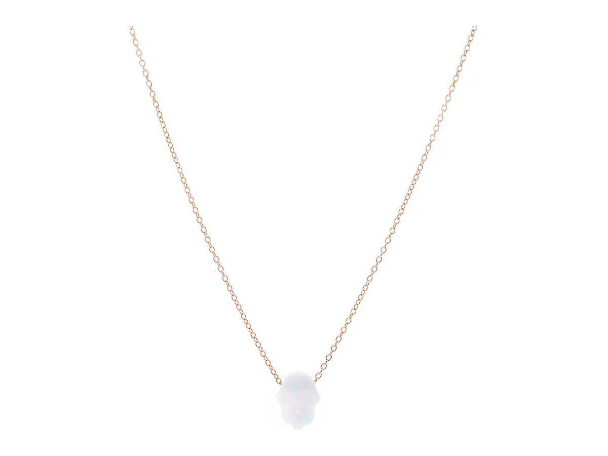 White opal Hamsa necklace