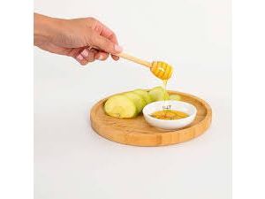 Rosh Hashanah Bamboo apple tray and porcelain honey dish