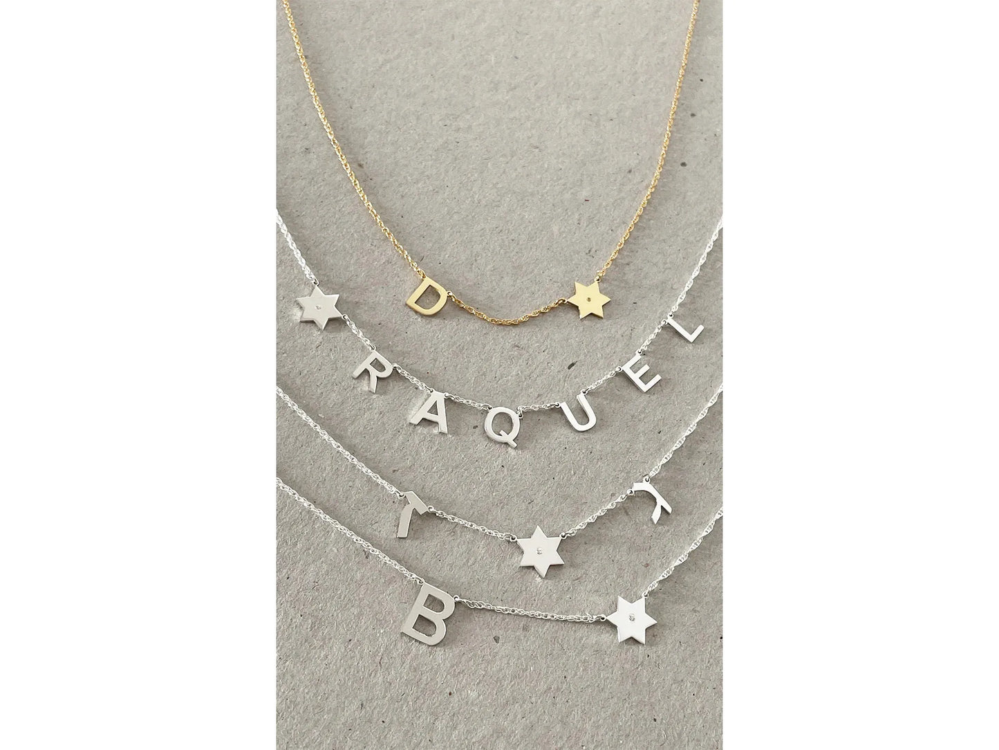 Initials and Star of David Diamond Necklace