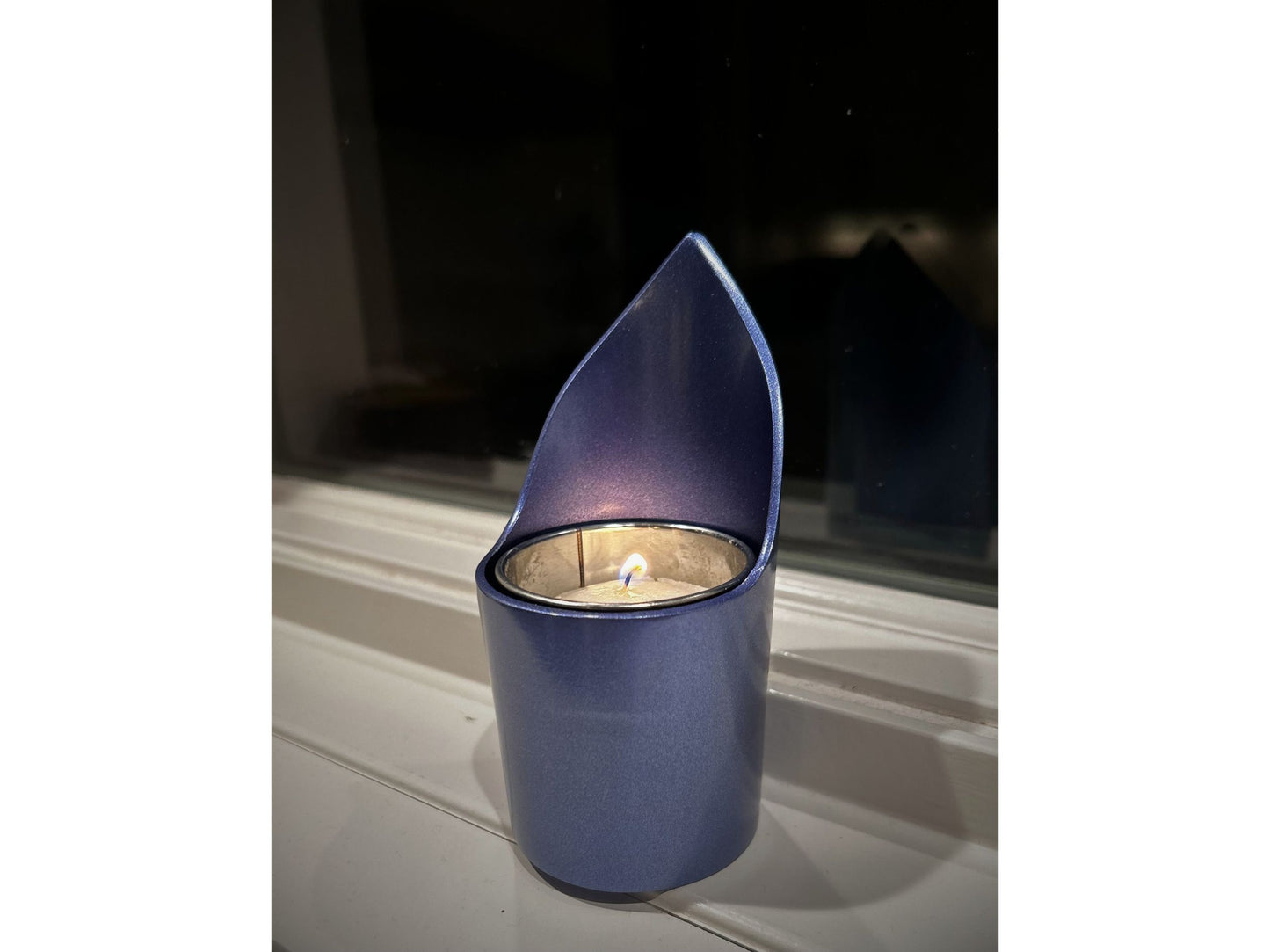 Anodized Aluminum Flame-Shaped Yahrzeit Memorial Candle Holder