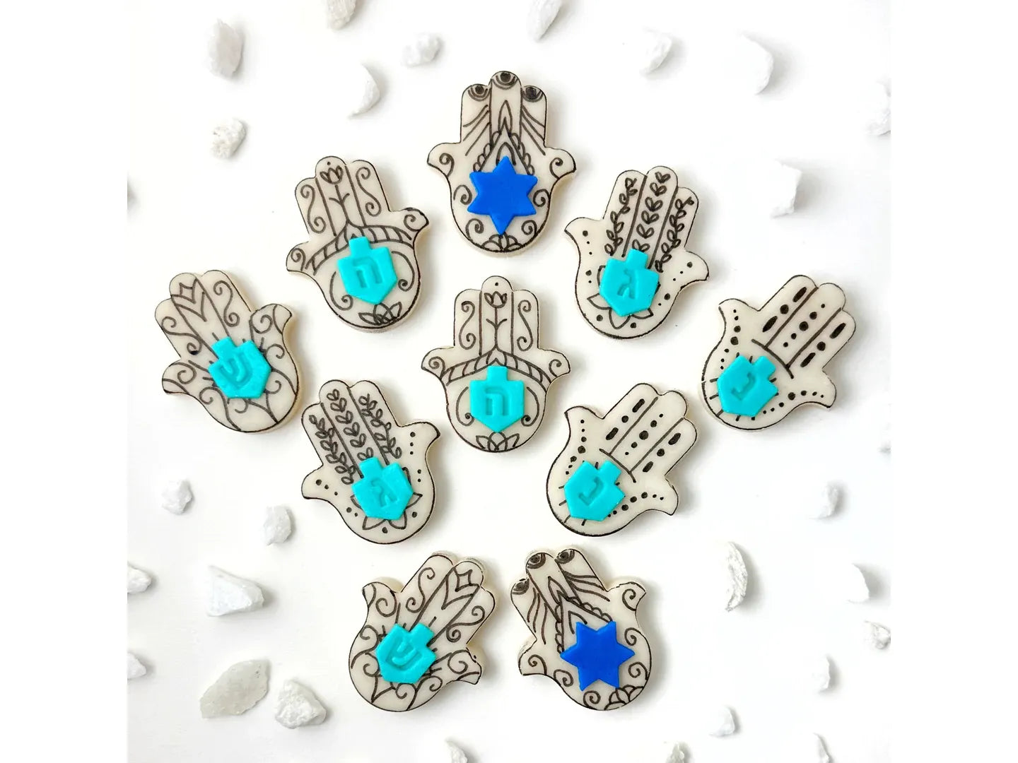 Hanukkah Marzipan Hamsa Placecards