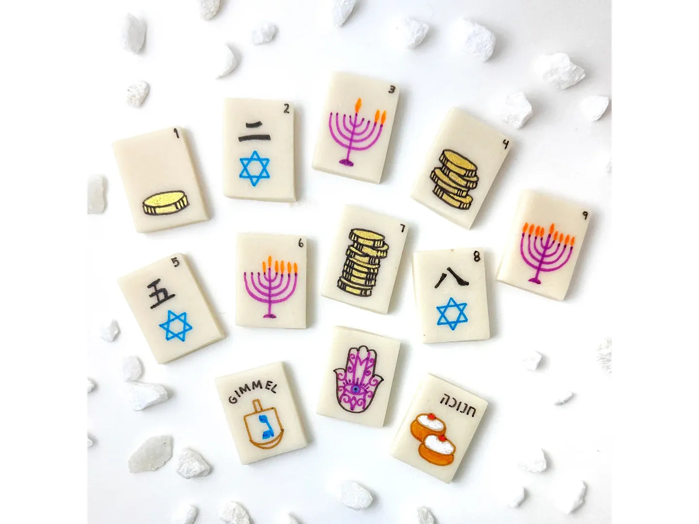 Hanukkah Marzipan Mahjong Tiles