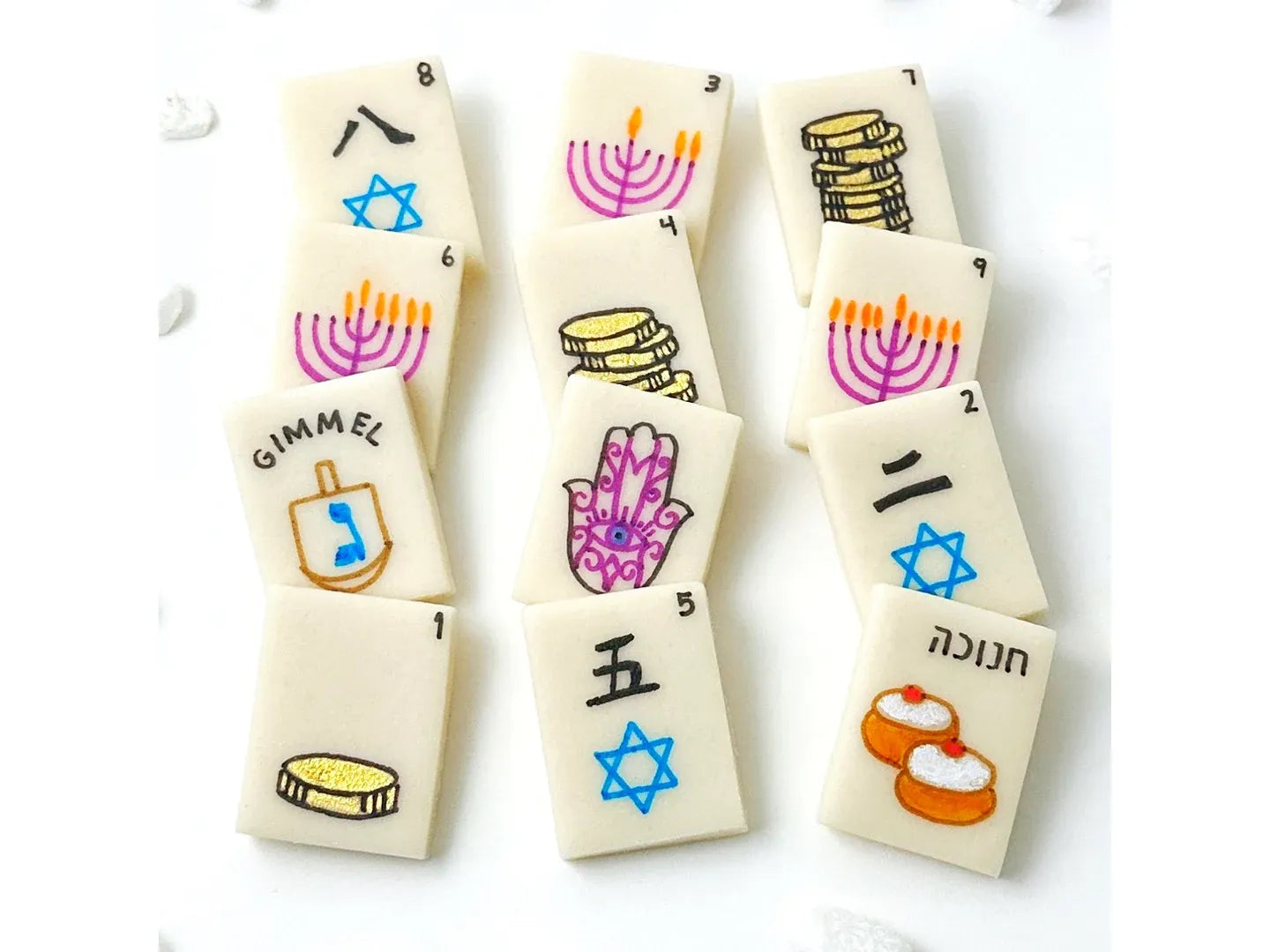 Hanukkah Marzipan Mahjong Tiles