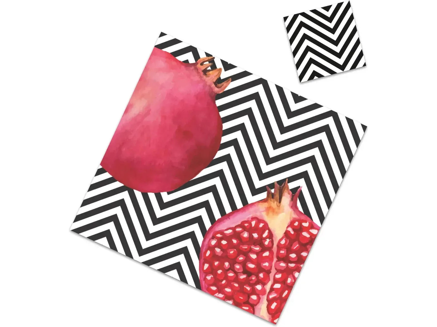 Pomegranates with B/W Stripes Paper Placemats  - Set of 12