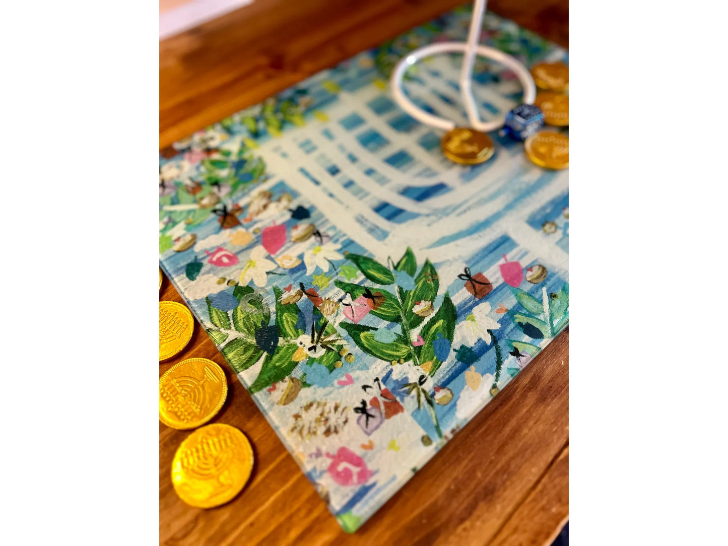 Hanukkah Garden Party Menorah Drip Tray