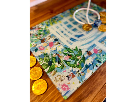 Hanukkah Garden Party Menorah Drip Tray