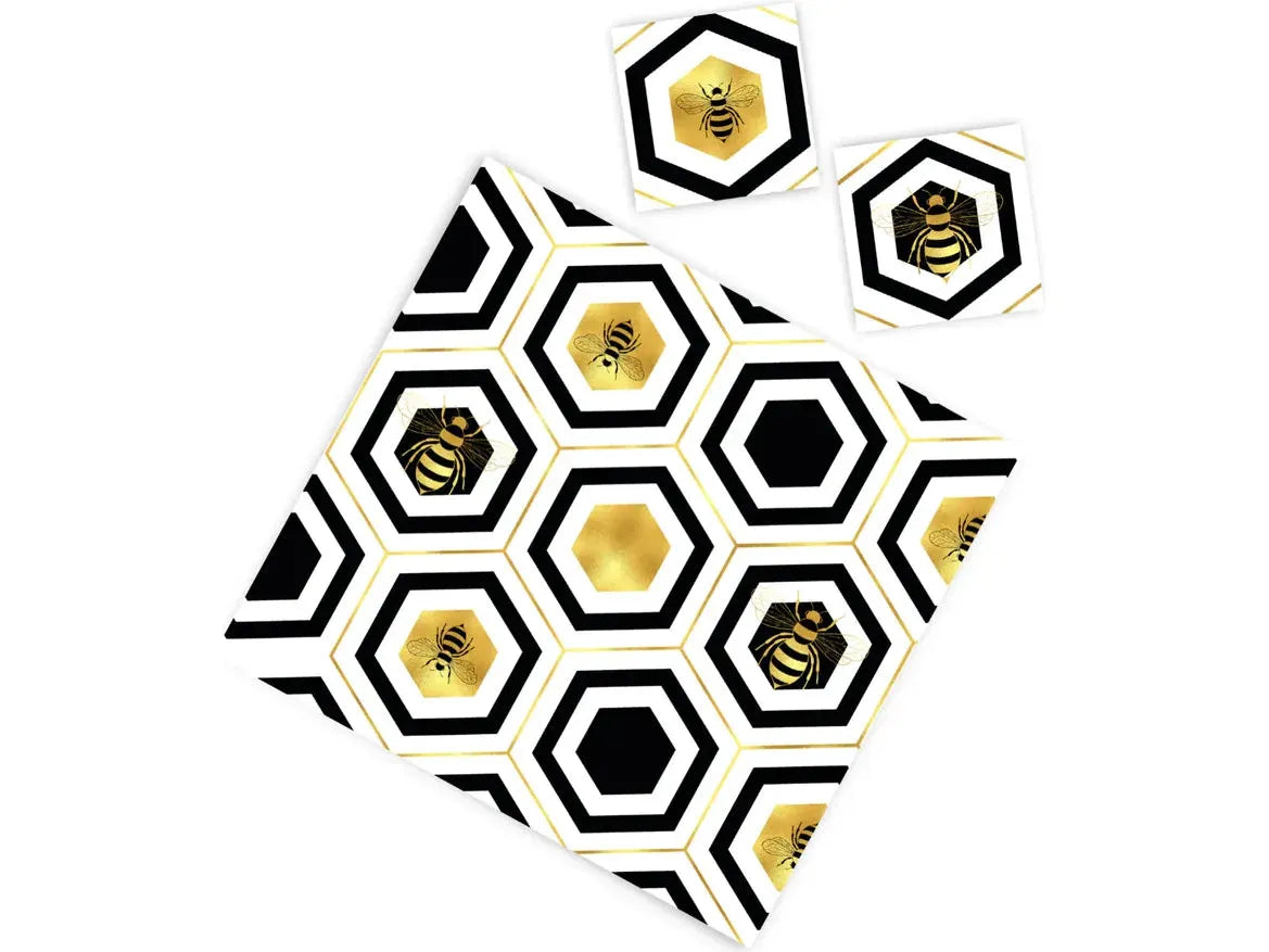 Gold Bees Paper Placemats - set of 12