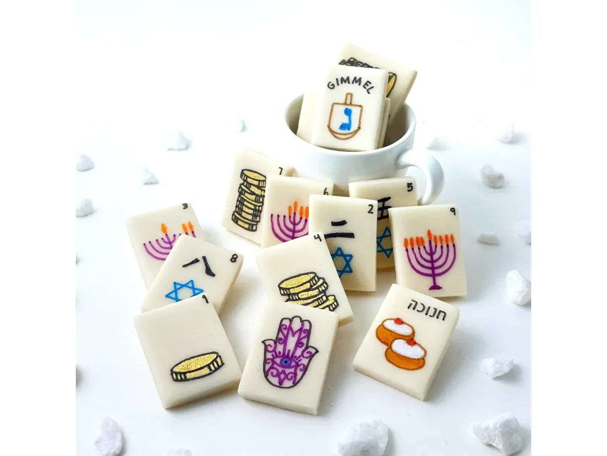 Hanukkah Marzipan Mahjong Tiles