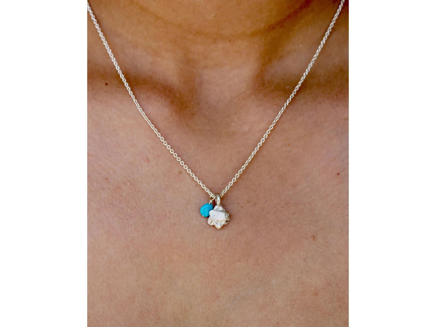 Star of David with Turquoise Bead, Jewish Necklace