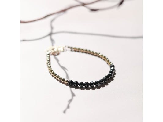 Hematite and Onyx Gold Bracelet