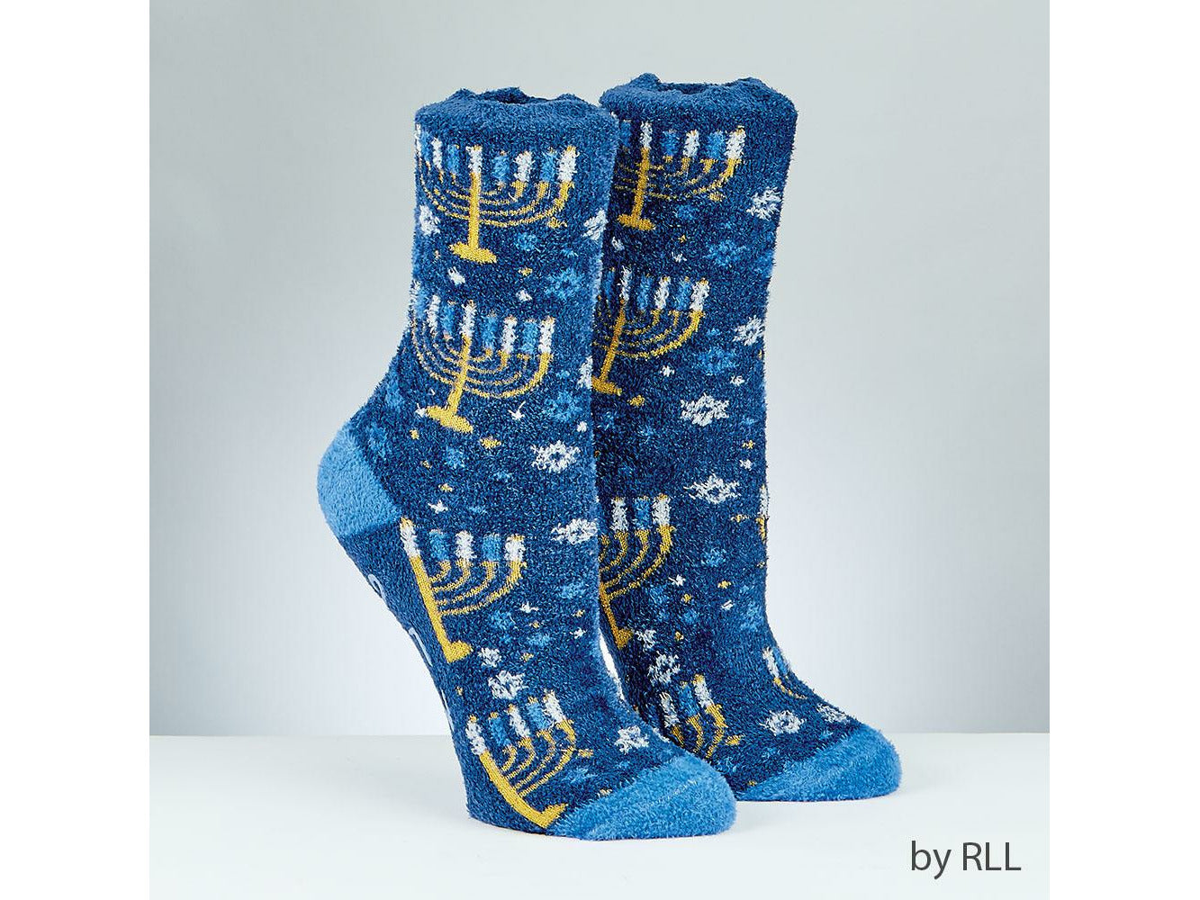 Chanukah Cozy Slipper Socks, Menorah Design