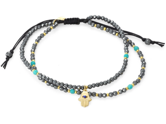 Hamsa Double Stranded Charm Bracelet