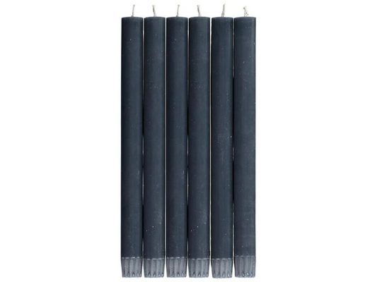 10'' H Gunmetal Grey Eco Dinner Candles, Gift Box Of 6, Choice of Colors