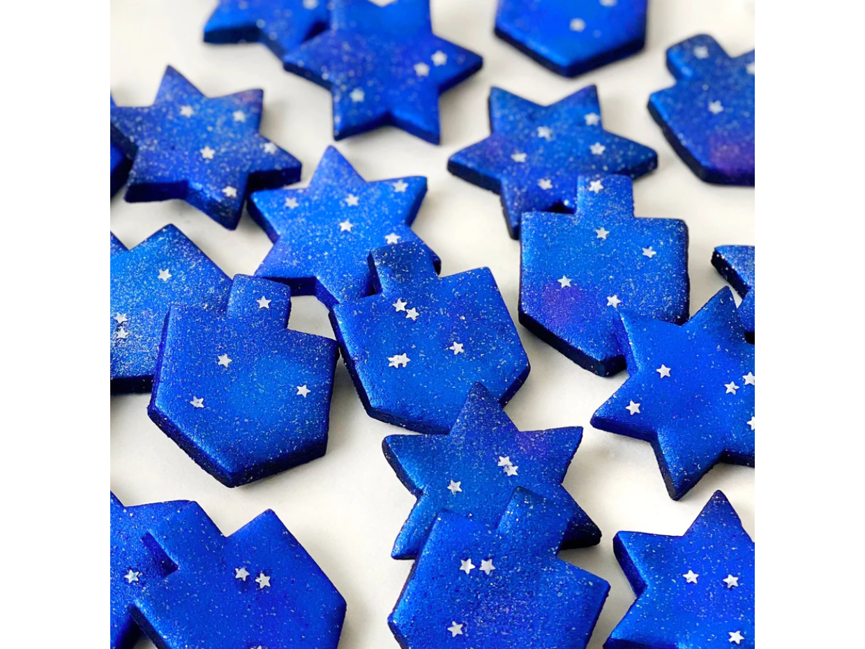 Sparkly Galaxy Hanukkah Marzipan Tiles