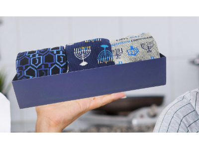 Chanukah Socks Gift Box, Includes 3 Pairs of Adult Crew Socks