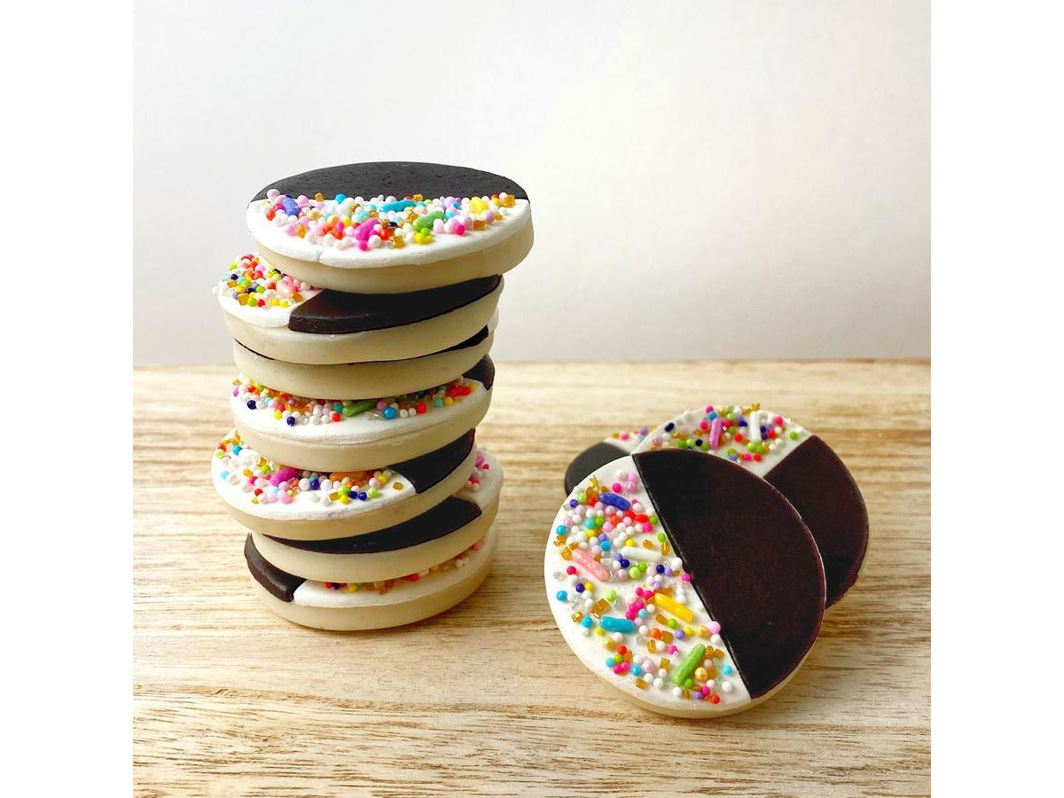 Black and White Sprinkle Marzipan Cookies