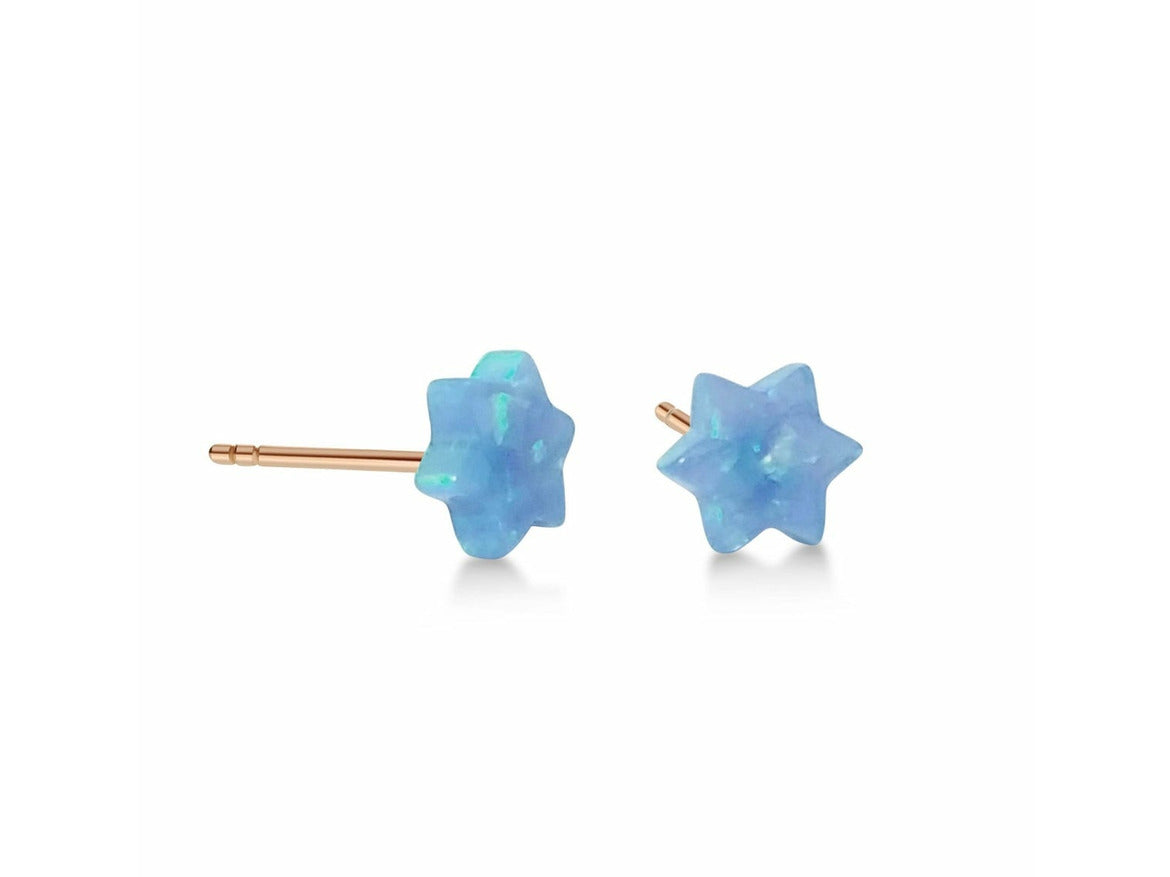 Blue Opal Star of David Earrings