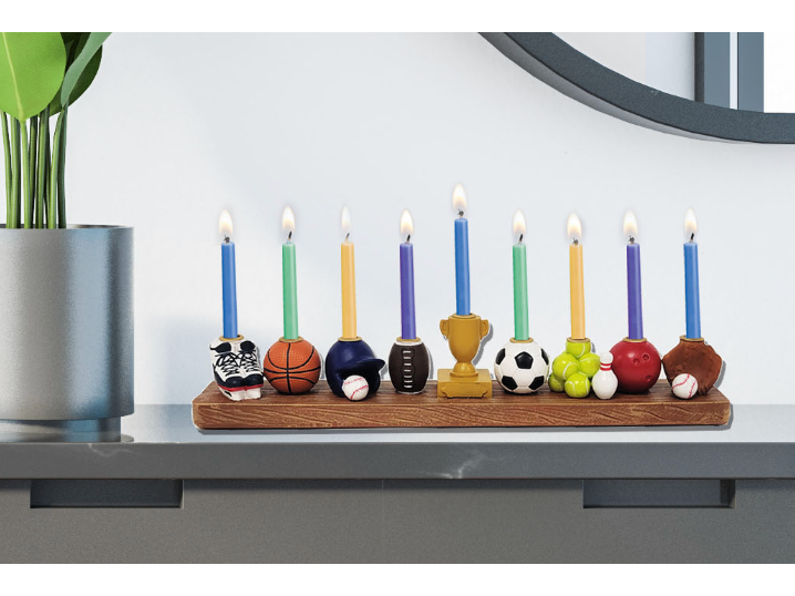 Hand-Painted Resin Sports Menorah