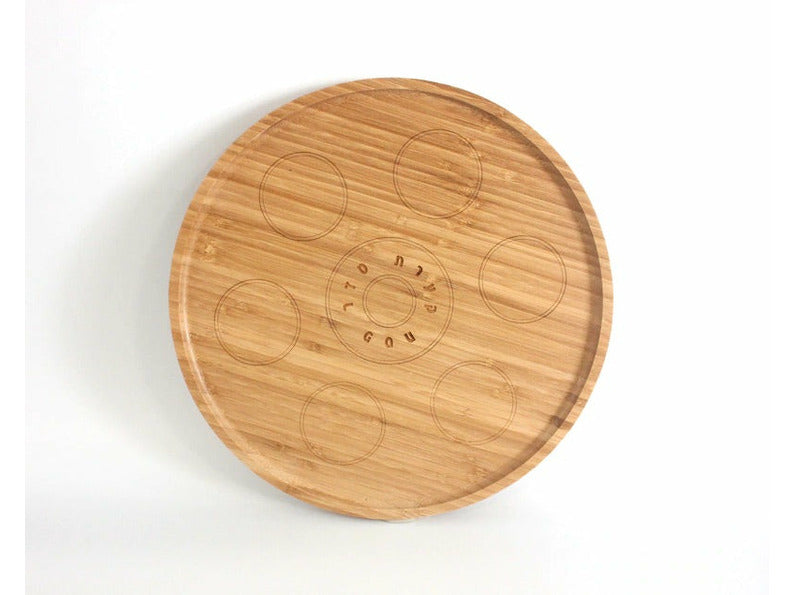 Black and White - Bamboo Wood and Porcelain Modern Seder Plate