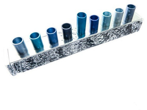 Small Anodized & Hammered Strip Menorah - Blue