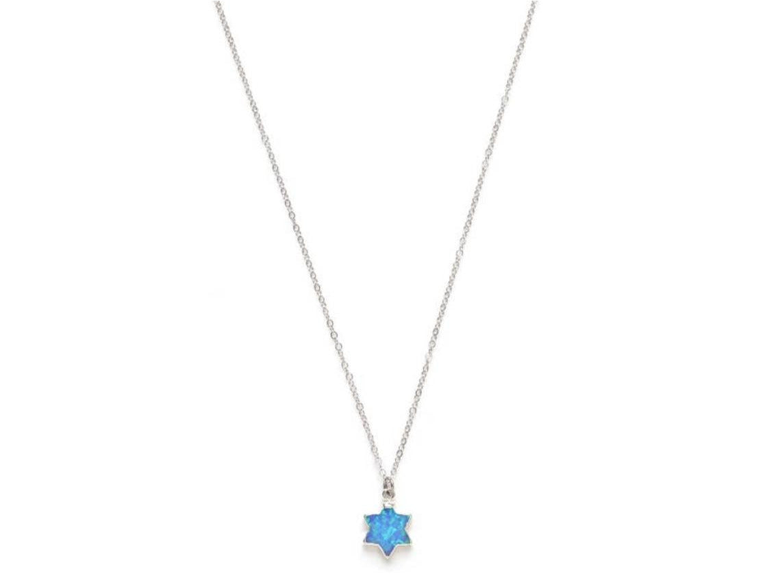 Opal and sterling Star of David Necklace
