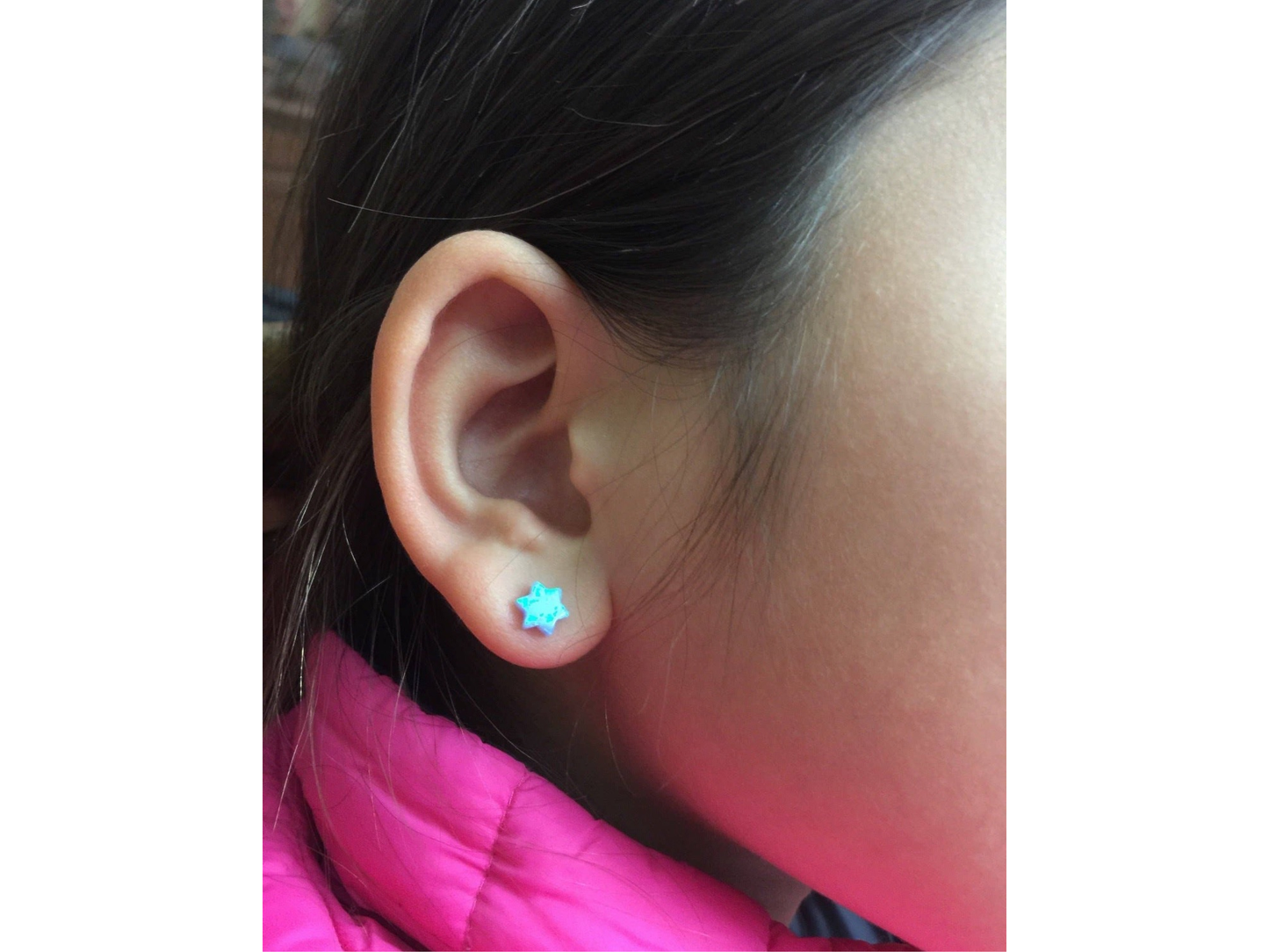 Blue Opal Star of David Earrings
