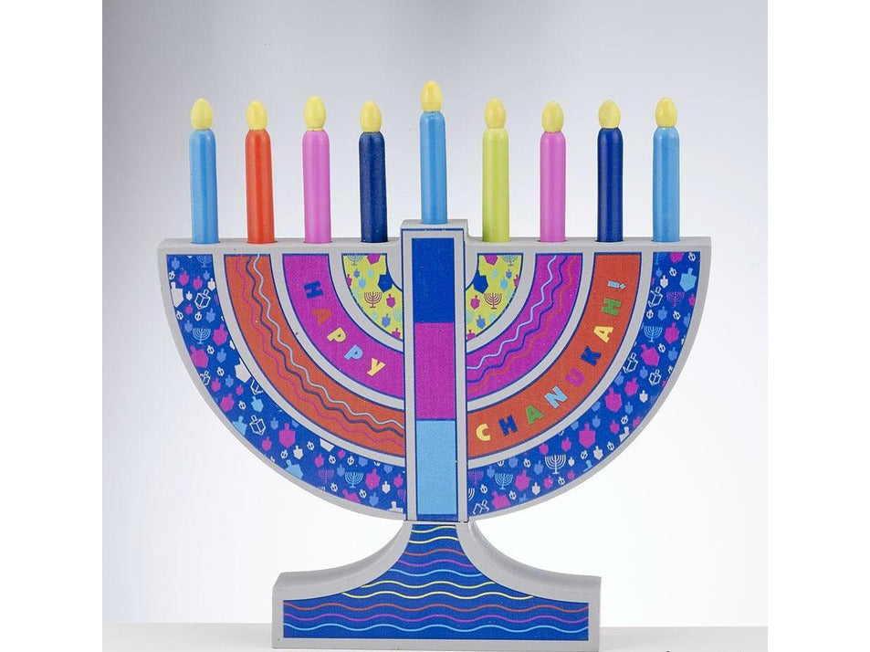 Play Wood Menorah With Removable Wood Candles