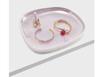 Pearlized Jewelry Tray with Ring Holder