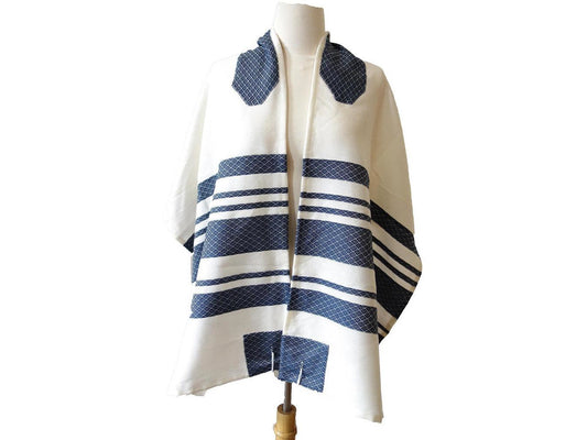 Navy Blue Woven Tallit