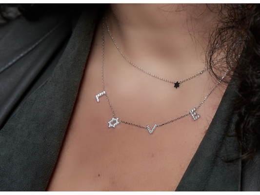 LOVE  Star of David Necklace - All CZ