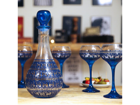 Sapphire Blue Wine Set